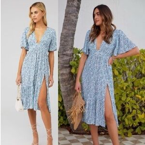 Stillwater The Britton Midi Blue Floral SunDress Size XS